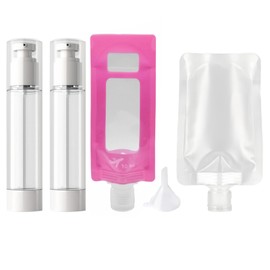 Tivanlo LONGWAY 3.4 Oz 100ml Clear Airless Cosmetic Cream Pump Bottle Travel Size Dispenser Refillable Containers/Foundation Travel Pump Bottle for Shampoo (Pack of 4)