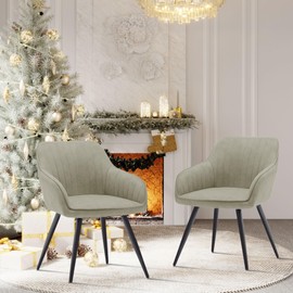 annjoe Faux Suede Accent Chair Arm Chairs Living Room Chairs Leisure Chair Upholstered Chair with Metal Legs Set of 2 for Home Kitchen Office Bistro Cafe