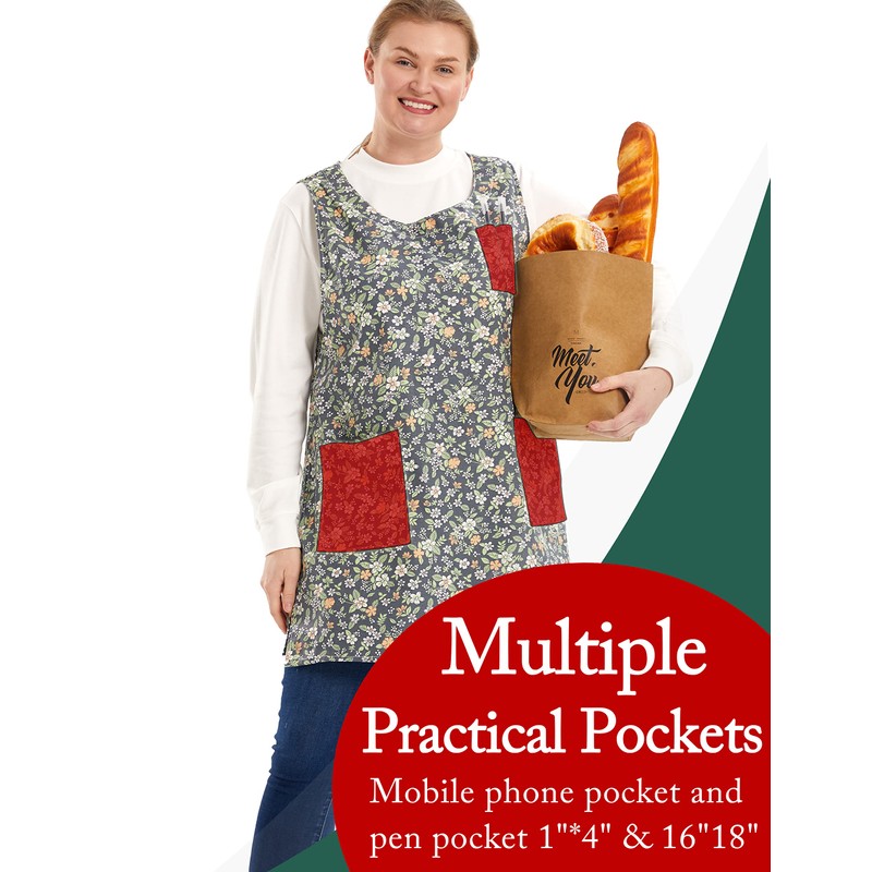 APRONNER Plus Size Aprons for Women with Pockets Cotton Linen