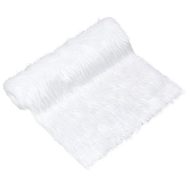 BENECREAT 100x30cm Plush White Fur Fabric Fluffy Craft Fur, Soft Fur Fabric Material Craft Furry Fabric for Sewing Apparel, Rugs, Pillows, DIY Craft Decoration