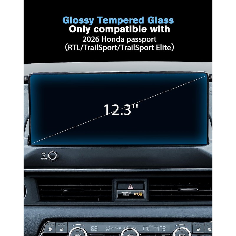 WEIPIN For 2026 Passport (RTL/TrailSport/TrailSport Elite) Screen Protector 12.3 Inch
