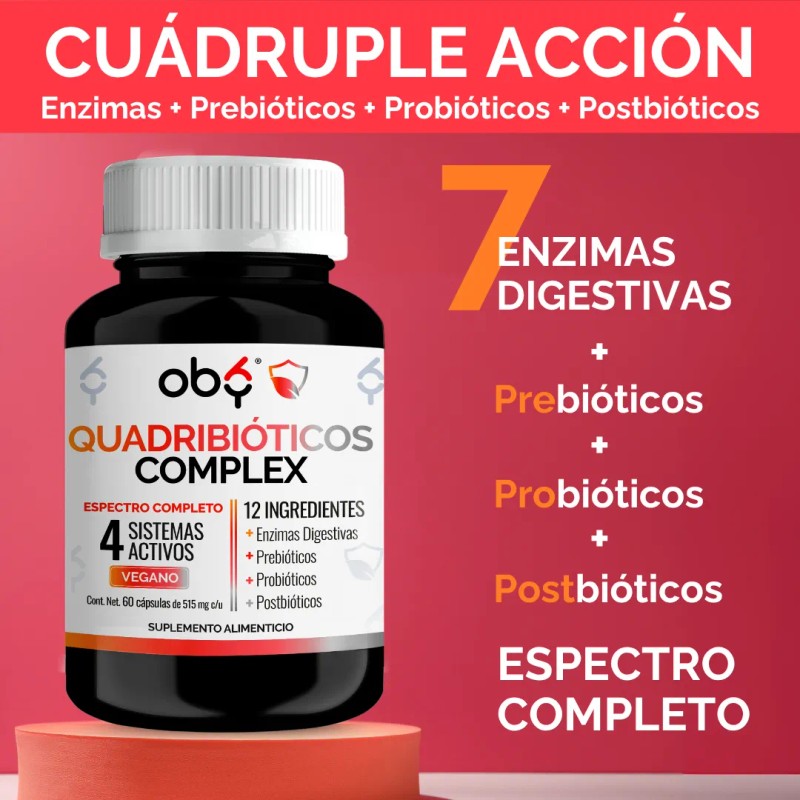 Enzimas Digestivas Probioticos Prebioticos Postbioticos Quadribioticos Complex 4 En 1