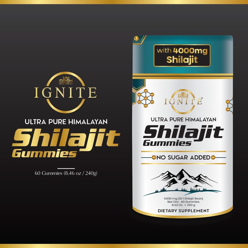 MBDH Wellness Pure Himalayan Shilajit Gummies 4000mg, Sugar-Free with KSM-66