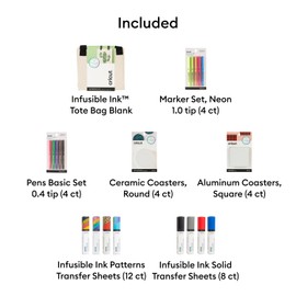 Cricut Infusible Ink Beginner Bundle | Sublimation Kit for Permanent Transfers - Includes Infusible Ink Sheets, Markers, Pens, Blank Bags & Coasters