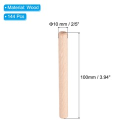 PATIKIL 2/5 Wooden Dowel Pins, 144 Pcs M10x100mm Wood Dowel Pins Hardwood Pegs Fluted Groove Easy Insertion for Crafts Furniture Door Art