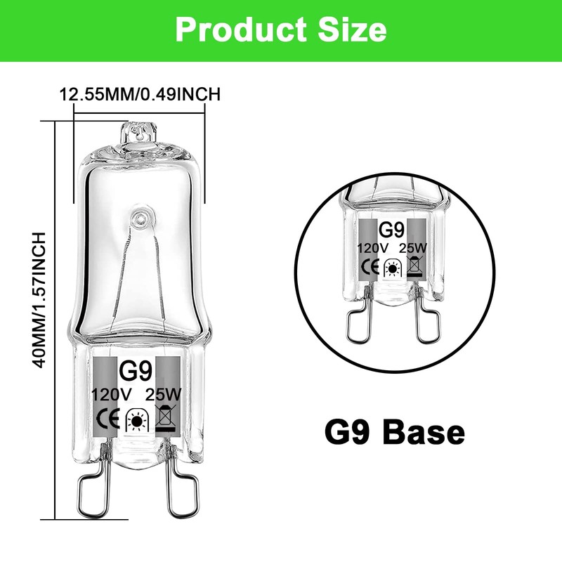 G9 Bulb 25W, 12 Pack G9 Halogen Light Bulbs 2