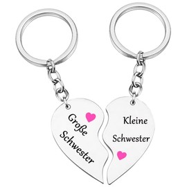 Sister Gifts Keyring for Big Sister Little Sister Sister in Law from Sister Funny Birthday for Girls Women BFF Best Friend Birthday Gift, silver, M