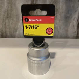 GreatNeck SO716 3/4” Drive 12 Pt. Socket 1-7/16” CR-V steel New