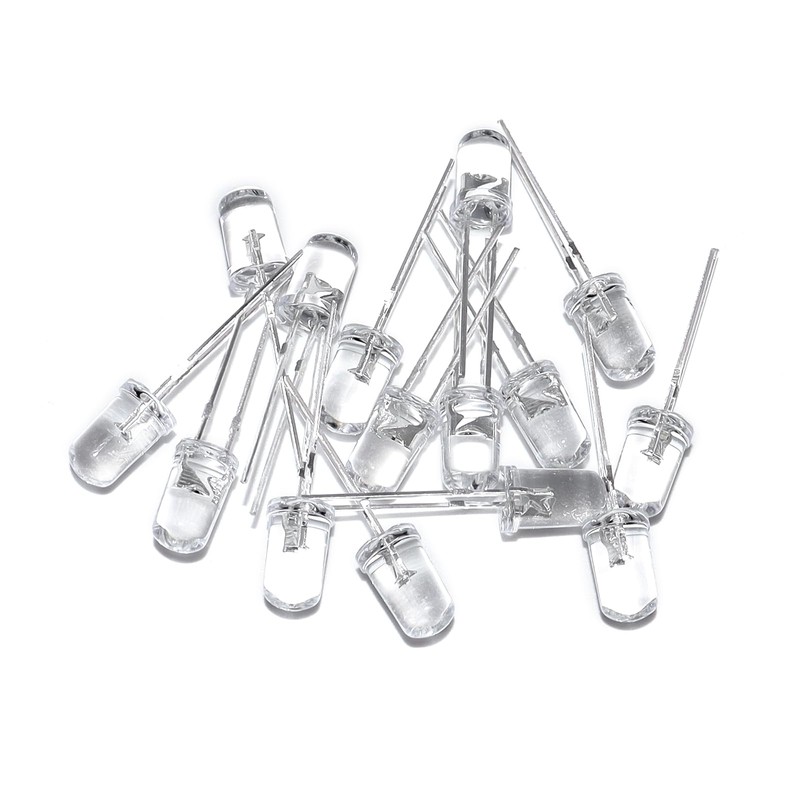 DSSRQI 100pcs Super Bright 5mm LED Diode Lights (Clear Transparent