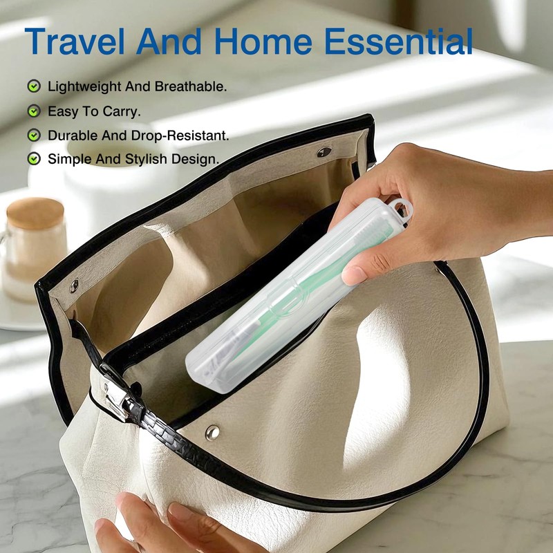 Portable Plastic Toothbrush Storage, Clear White Travel Toothbrush Case, for