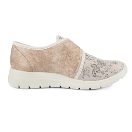 Aerosoft Women's Velcro Low Shoe Stretch 19 Width G-H Interchangeable Footbed Non-Slip, Beige 24