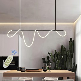 Huilefu Modern Led Chandelier,Pendant Light Remote Dimmable Hanging Light Ceiling Light Fixture Dinning Room Light Island Lights for Dining Room Kitchen Island Bar,Height Adjustable (Black, 59 in)