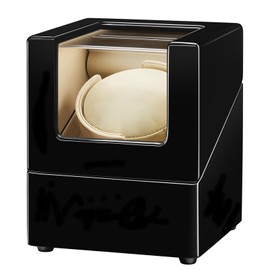 JQUEEN Watch Winder, Single Watch Winders for Automatic Watches with Quiet Motor, Powered by AC Adapter or Battery 4 Modes for Man and Women Watches