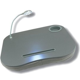 CostMad Portable Lap Notebook Laptop Computer Desk Table Cushion Tray with Light Lamp Lamp & Drink Holder for up to 15.4" (Grey)