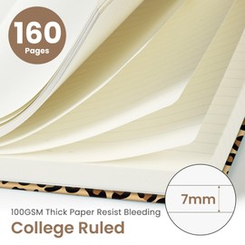 Lined Journal Notebook for Women & Men, Hardcover Leather Journal for writing, A5 College Ruled Notebook for Work & Note Taking, Perfect for Office School Home Supplies, 160 Pages, Leopard