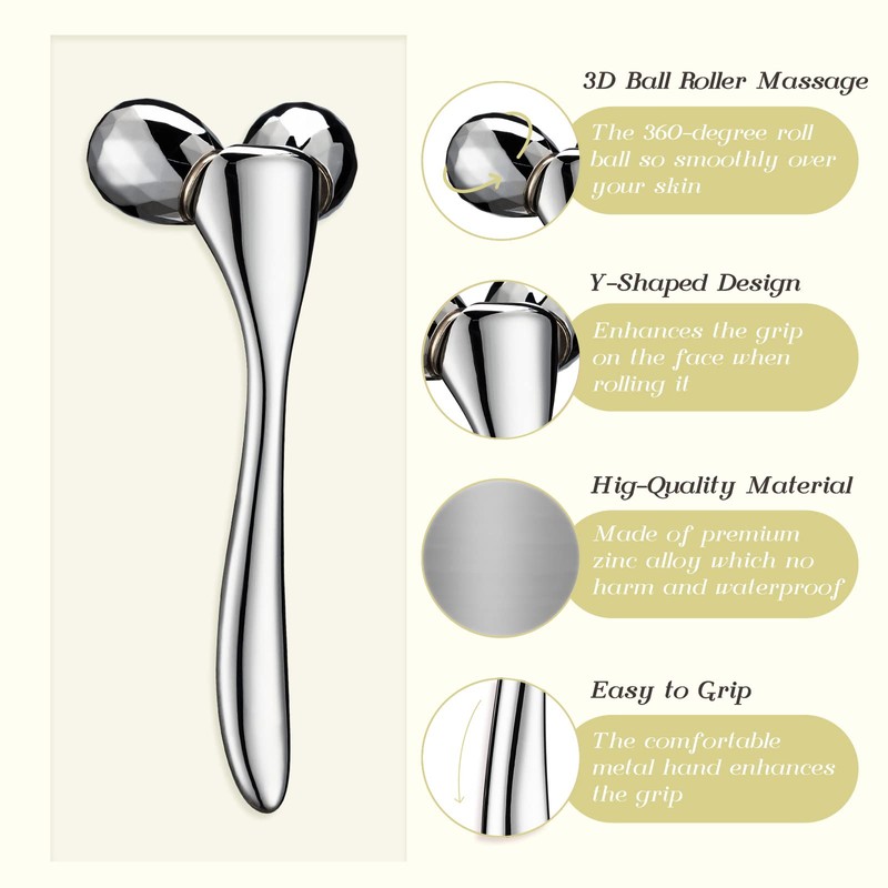 Tekson 3D Metal Face Massage Roller Tool, Facial Sculptor for