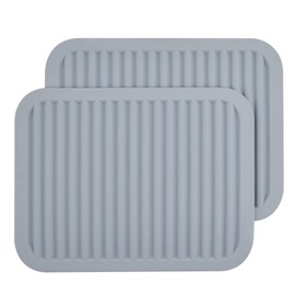 SiliconeTrivet Mat,Trivets for Hot pots and Pans,Silicone Pot Holders,Heat Resistant Mat,Hot Pad for Kitchen Counter 2 Pack,Size:9x12 Inch, Shape:Rectangular (Light Grey)
