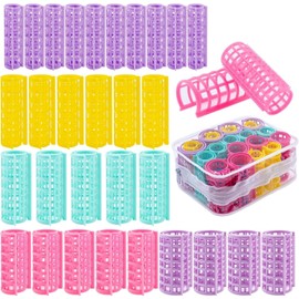 30Pcs Snap On Hair Roller Plastic Hair Roller No Heat Curlers Clips,Plastic Hair Rollers Curlers,Plastic Hair Rollers Curlers Snap on Rollers Self Grip Rollers,Hair Rollers Curlers Self Grip Rollers