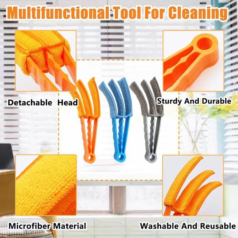 3 Pack Microfiber Feather Duster with 6 Microfiber Sleeves, Window