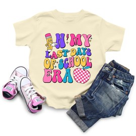 CAZYCHILD in My Last Days of School Era Shirt for Toddler Boys Girls Student Life Graduation Appreciation Shirts Tops Cream