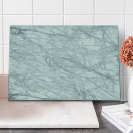 Ambesonne Marble Cutting Board, Granite Surface with Bunch of Fracture Lines and Branches Veins Design, Decorative Tempered Glass Cutting and Serving Board, Large Size, Pale Grey White