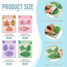 FASHEWELRY - 960 hojas de notas adhesivas en forma de hoja, bonito bloc de notas de papel con hojas de papel novedosas, pegatinas para plantas de otoño autoadhesivas, divertidas notas para arañazos