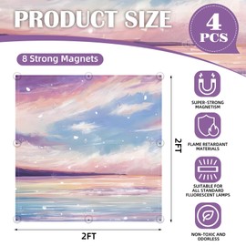 ANGSYLTH 4 Pcs Fluorescent Light Covers - 2 x 2 Feet Covers for Ceiling Lights, Magnetic Light Filters for Classroom, Office, Hospitals, Home (Sunset Glow)