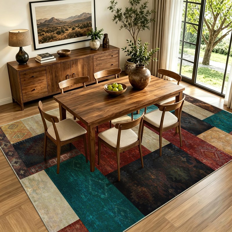Yinhua Living Room Rug 5x7 Geometric Area Rugs Washable Non