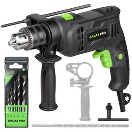 GALAX PRO 4.5Amp 0-3000RPM Corded Hammer Drill, 5pcs Bit, Hammer and Drill 2 Functions in 1 with 12 Variable Speed, 1/2 Inch Keyed Metal Chuck, 360°Rotating Handle