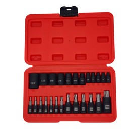 VCT 25PC Impact Torx Bit Socket and Female External Socket Set, 13 Star bit T8-T60 and E-Torx bit E4-E22 Automotive and Motorcycle Professional Grade Mehcanic Set