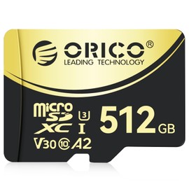 ORICO V3 512GB microSDXC UHS-I Memory Card, 180MB/s Read (Requires DDR 220 Readers), 160MB/s, 4K UHD Recording, U3, Class10, V30, A2, Micro SD for Drone, Game Console TF Card