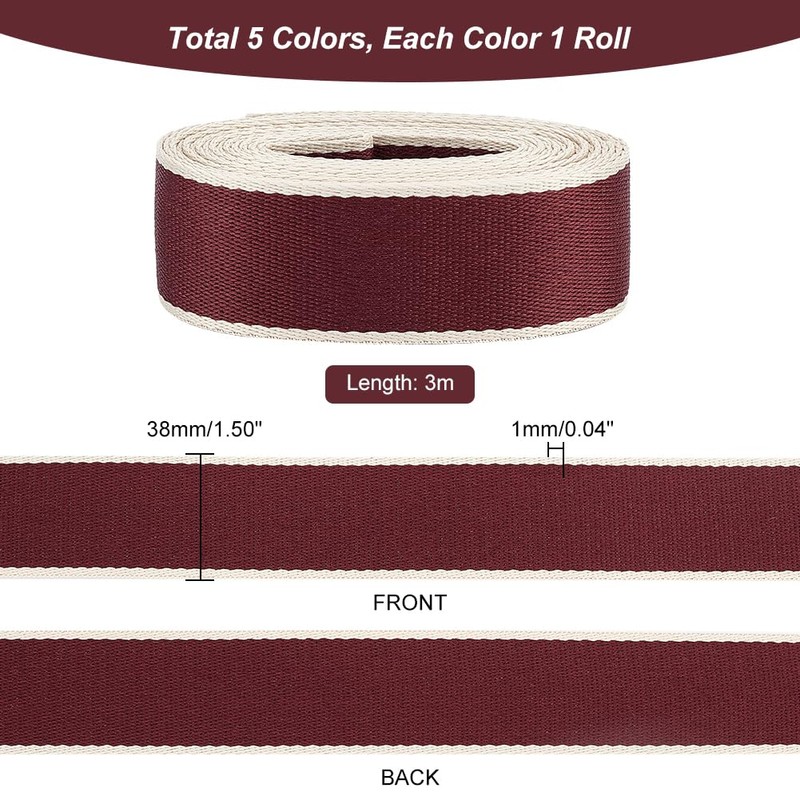 PH PandaHall 1 1/2 Inch Heavy Polyester Webbing 5 Colours