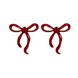 Red Bow Stud Earrings for Women S925 Sterling Silver Post Ribbon Knot Earrings Minimalist Bow Tie Pierced Ear Earrings Hypoallergenic Christmas Ear Jewelry