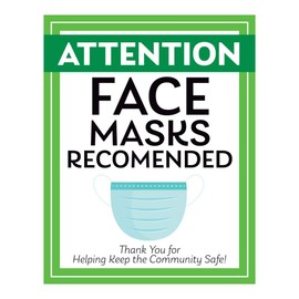 ExcelMark Face Masks Recommended Decal Thank You for Keeping Us Safe (5" x 7" - 2 Pack)
