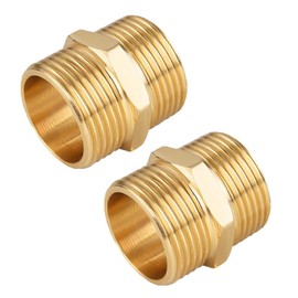 YRAKOZIN Pack of 2 Brass Double Nipples - 1 1/4 Inch AG, Male Thread Diameter 42 mm, Suitable for Drinking Water, Sanitary Fittings, Accessories for Water Hose