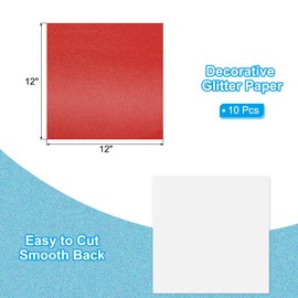 PATIKIL 10Sheets Bright Red Glitter Cardstock Paper, 12 x 12 in 250gsm Square Premium Sparkly Paper Craft Cardstock Paper for Scrapbook Card Making DIY Art Projects Wedding Party