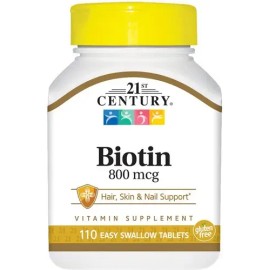 21st Century Biotina 110 Comprimidos Fáciles De Ingerir Sin Sabor                                                                                     