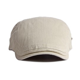 BUDUBIBI Cotton Beret Flat Cap Men's Summer Peaked Cap Newsboy Cap Flat Cap Men's Summer Hat Adjustable Cabbie Beret Cap, beige, 55-60
