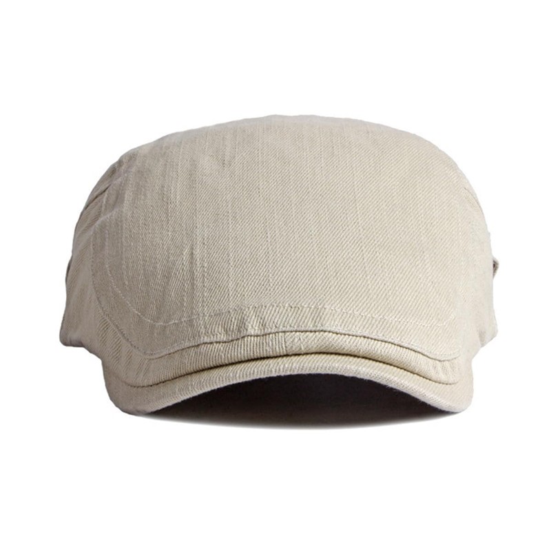 BUDUBIBI Cotton Beret Flat Cap Men's Summer Peaked Cap Newsboy