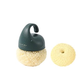 Kitchen Dish Scrubber with Short Handle, Heavy Duty Scrubbing Brushes for Dishes, with Plastic Replacement for Cleaning Kitchen, Pots, Pans, Grills (Short Hanlde Green)