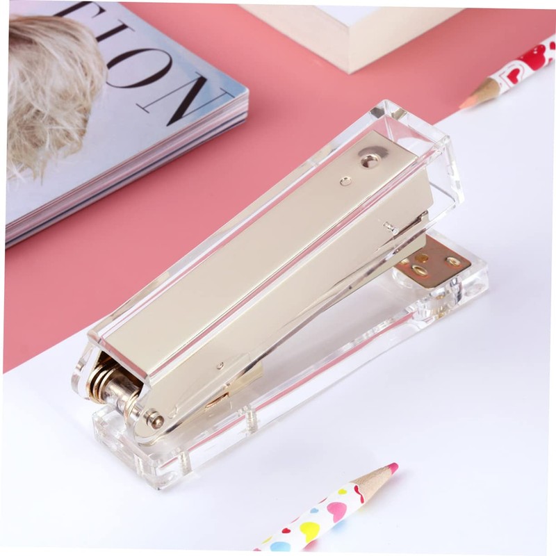 Operitacx Elegant Gold Desk Stapler Acrylic Office Stapler School Desk