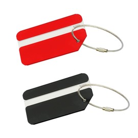 FOMIYES 2pcs Aluminum Luggage Tags Baggage Id Labels with Screw Connector for Travel Suitcases Handbags Black and Red Suitcase Tags