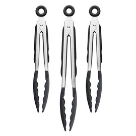 9", 9" & 12" Stainless Steel Silicone Tongs - Set of 3