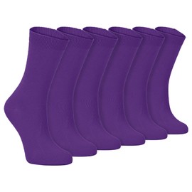 Sock Snob - 6 Pairs of Ladies Thin Plain Coloured Cotton Rich Ankle Socks 4-7 uk (4-7 uk, PL30 Purple) (4-7 uk, PL30 Purple)