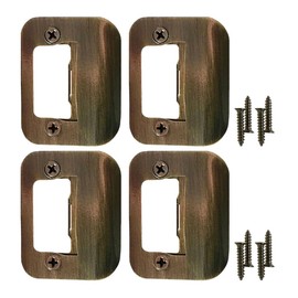 Gator Door Strike Plate with Screws, – 2-1/4" by 1-3/4" Universal Latch Restorer Alloy Steel Lock Hardware for Interior and Exterior Doors, Replacement Door Latch Plate | Antique Brass 4-Pack