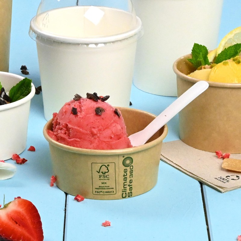 BIOZOYG 50 x Cardboard Ice Cream Cups, 100 ml, Brown,