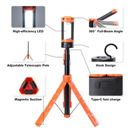 Camping Lights, Portable Rechargeable LED Camping Lantern with 5 Lighting Modes - Telescopic Light with Tripod Work Light, Detachable Flashlight Light for Emergency, Power Outages, Hiking
