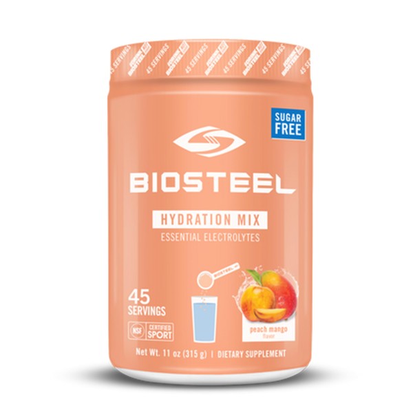 BioSteel Mezcla de hidratación, sin azúcar con electrolitos esenciales, mango de melocotón, 45 porciones