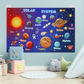 Educational Solar System Felt Set for Kids - Montessori Space Learning Toy with 60+ Pieces - Suitable for Ages 3-8