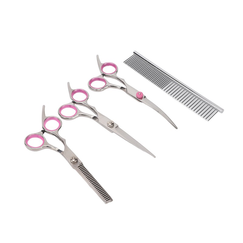 Pet Rabbit Grooming Scissors Stainless Steel Round Tip 4 in